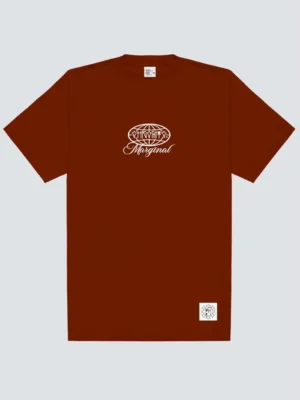 Camiseta Chronic oversized 3995 vermelha terracorta, frente estampa bordada urbana - Streetwear