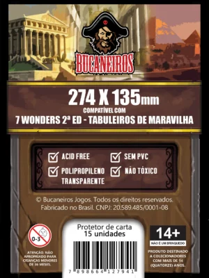 Sleeve Bucaneiros Customizado para 7 Wonders 2ª Edição - Tabuleiros de Maravilha (274 x 135)