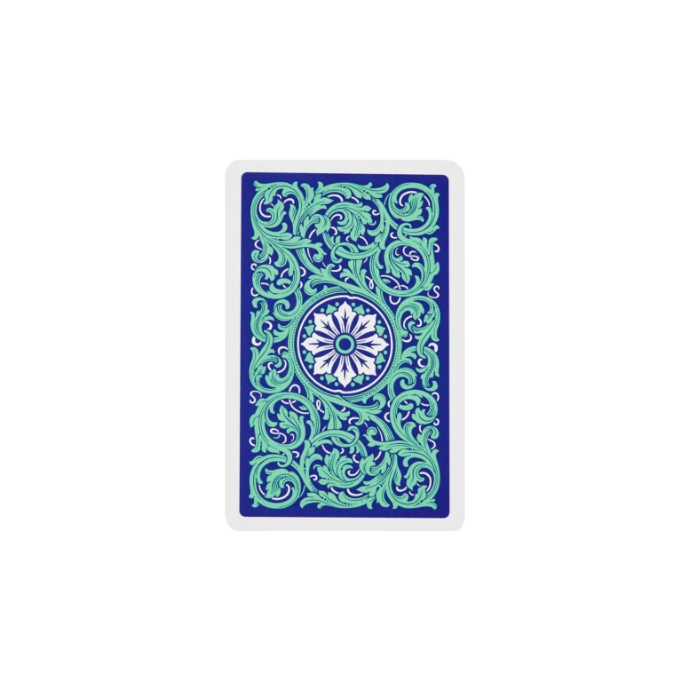 Verso da carta azul do Baralho 1546 Neoteric Copag com padrão floral e linhas curvas