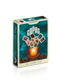 Caixa do Baralho Fabrini Copag inclinada mostrando frente, lateral e parte superior da embalagem