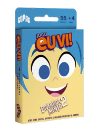 Frente da caixa do jogo Eu Vi! Divertidamente 2 Copag mostrando personagens da Disney Pixar