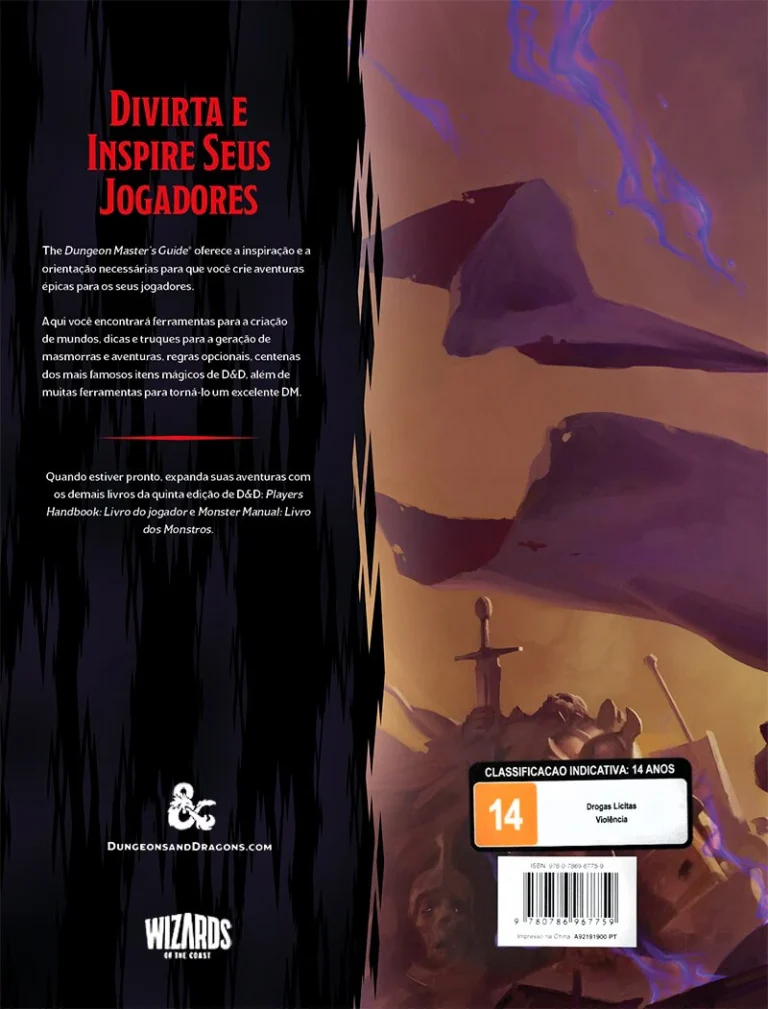 Verso do Livro do Mestre D&D em português – visão geral do conteúdo para mestres de RPG