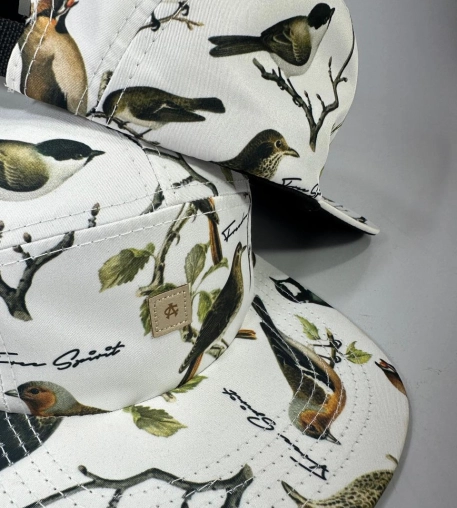 boné anth co, aba reta, streetwear, skate, five panel, poliéster, impermeável, microfibra, passarinhos