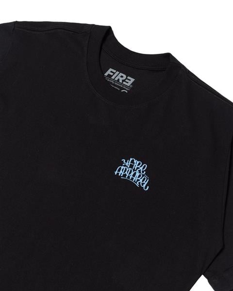 Zoom na estampa da frente da Camiseta Premium Streetwear Hand Letter Preta da Fire Apparel