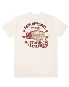 Costas da Camiseta Premium Streetwear Hoop Classic Offwhite da Fire Apparel