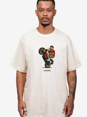 Camiseta Chronic basica 4393 bege off nustre, frente estampa silk urbana - Streetwear