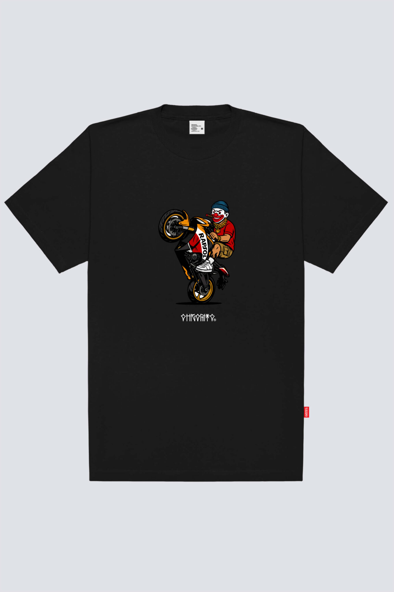 Camiseta Chronic basica 4393 preto, frente estampa silk urbana - Streetwear