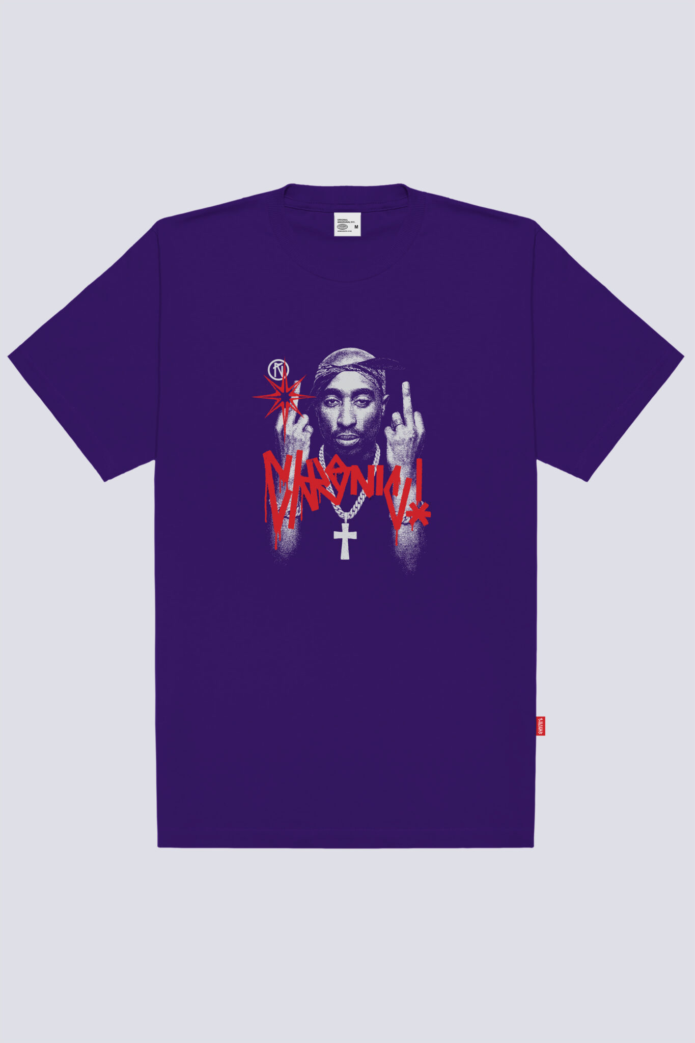 Camiseta Chronic basica 4450 roxo museu, frente estampa silk urbana - Streetwear