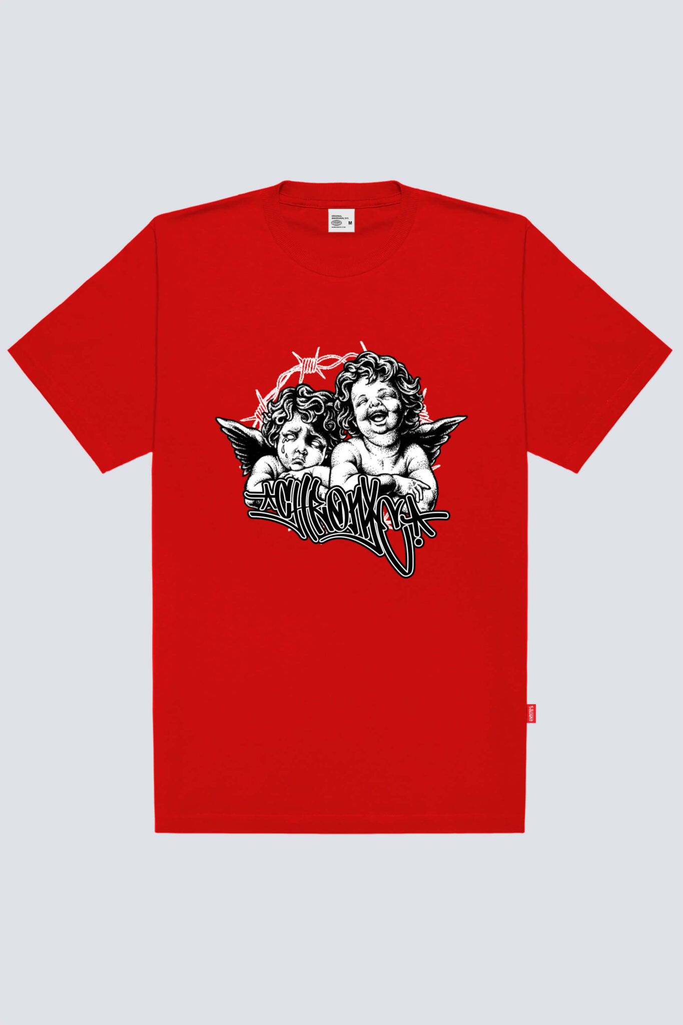 Camiseta Chronic basica 4504 vermelho, frente estampa silk urbana - Streetwear