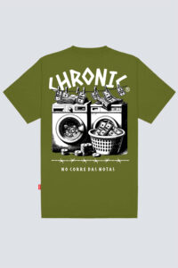 Camiseta Chronic linha big 4373 verde, costas estampa silk urbana - Streetwear