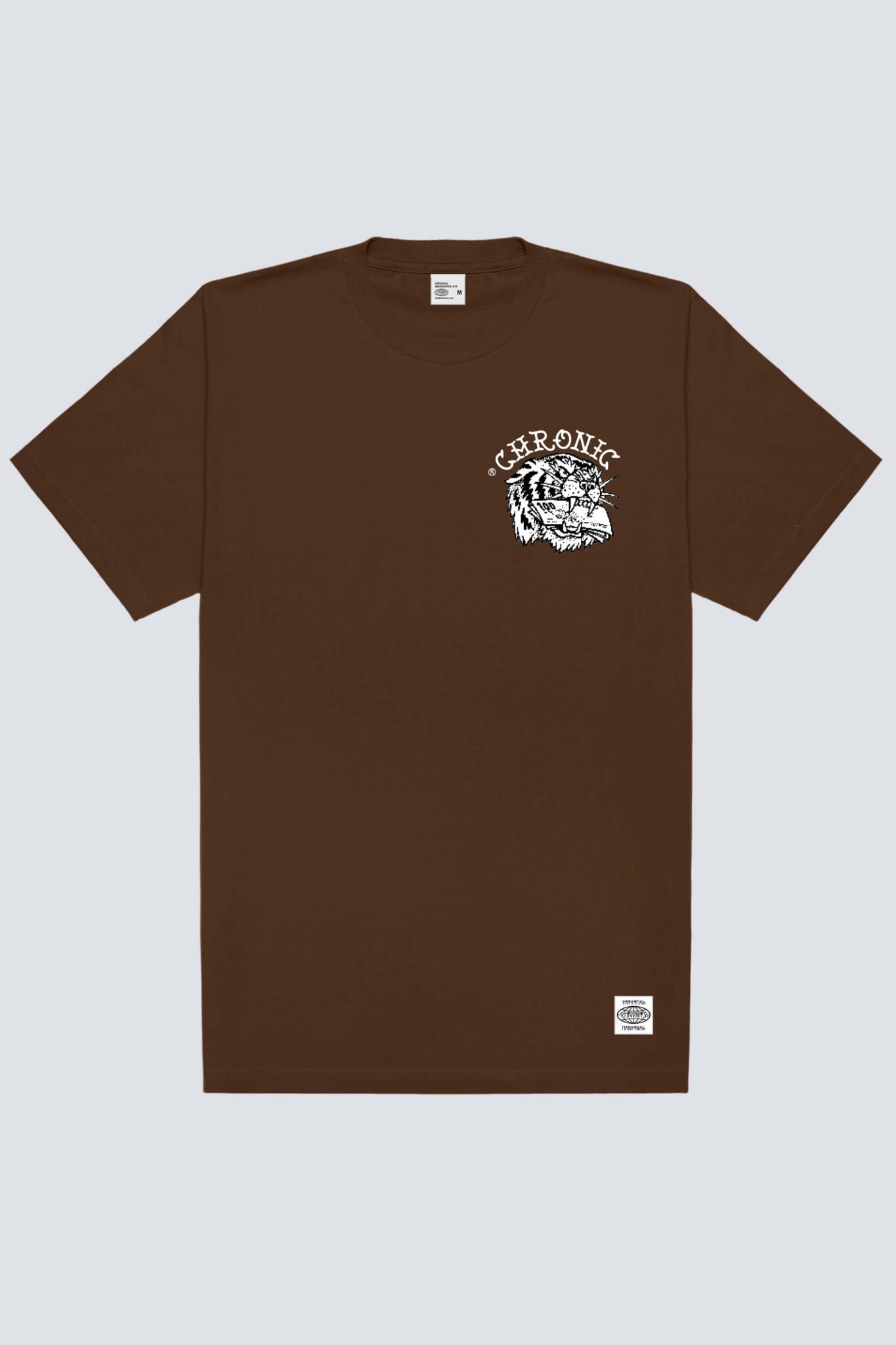 Camiseta Chronic oversized 4288 marrom, frente estampa silk urbana - Streetwear