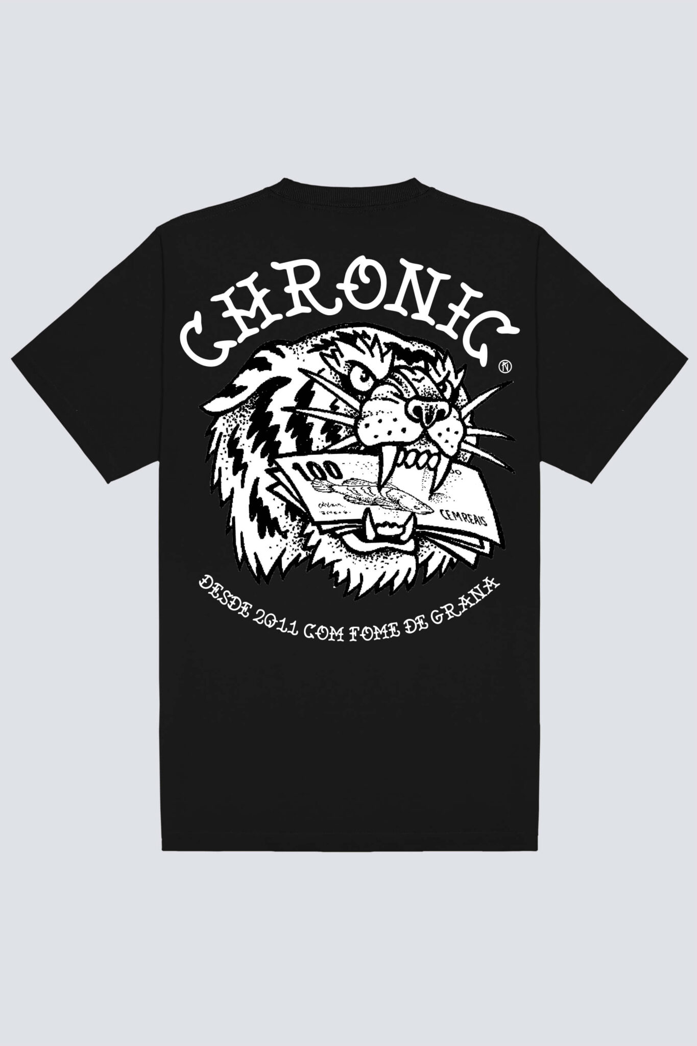 Camiseta Chronic oversized 4288 preta, costas estampa silk urbana - Streetwear