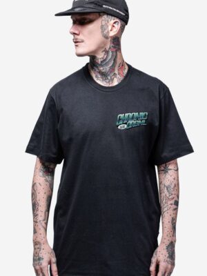Camiseta Chronic oversized 4372 preta, estampa frente silk urbana - Streetwear