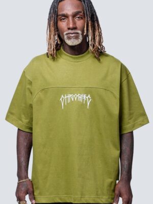 Camiseta Chronic oversized rugby 4235 verde, frente estampa bordado urbana - Streetwear