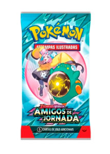 Booster Avulso de Pokémon TCG Amigos de Jornada – foto de cima, embalagem intacta