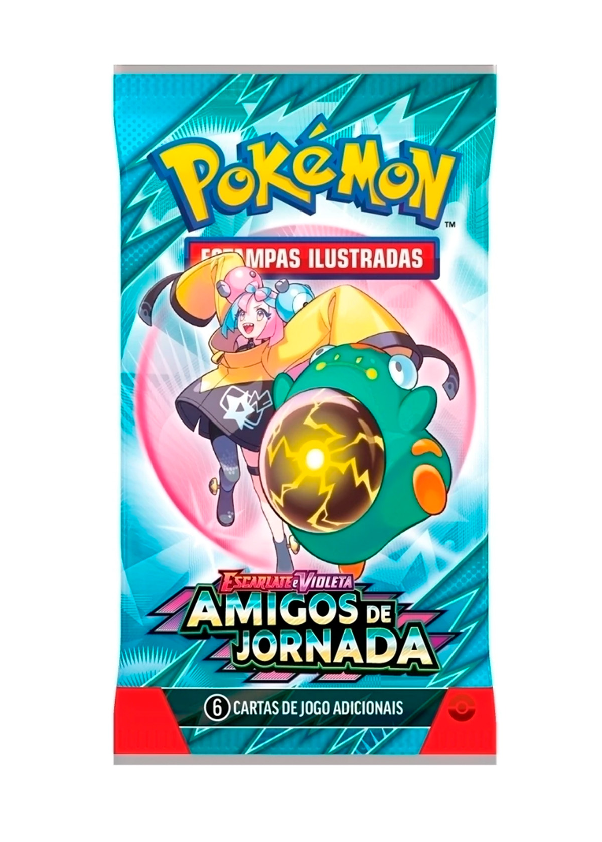 Booster Avulso de Pokémon TCG Amigos de Jornada – foto de cima, embalagem intacta