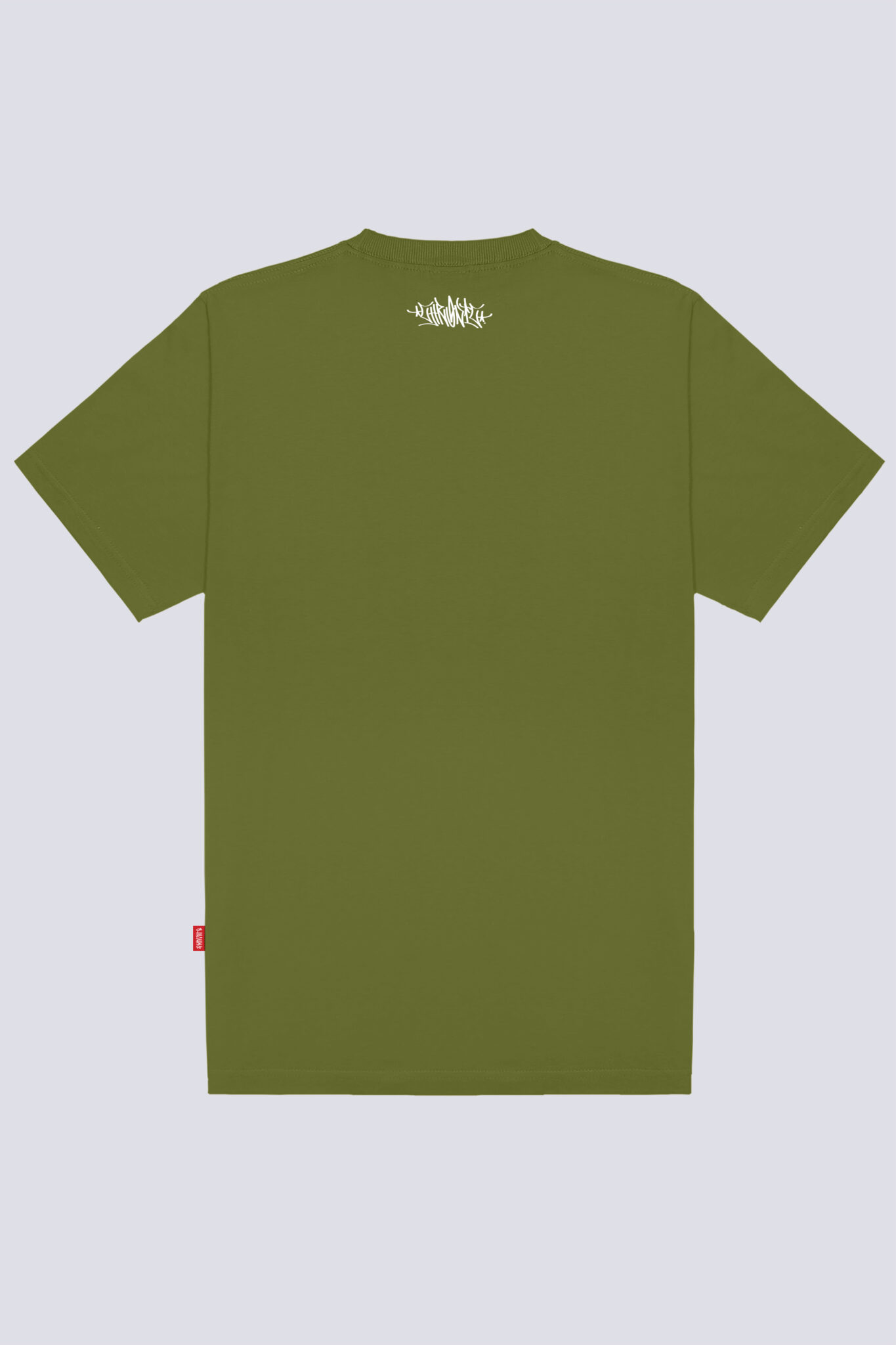Parte traseira da camiseta Chronic 4505 verde azurro, com estampa pequena centralizada próximo à gola.