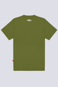 Parte traseira da camiseta Chronic 4505 verde azurro, com estampa pequena centralizada próximo à gola.