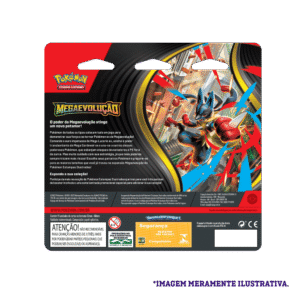 Verso do Blister Triplo Pokémon Mega Evolução 01 Drifblim mostrando informações do produto e detalhes da embalagem.