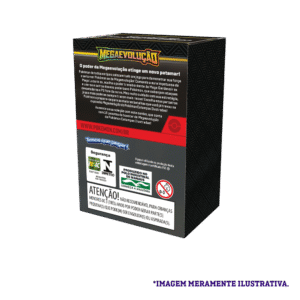 Parte traseira da caixa do Combo de Booster Pokémon TCG Mega Evolução 1 Copag mostrando informações e detalhes