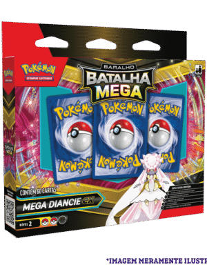 Caixa do Baralho de Batalha Pokémon Mega Diancie EX – embalagem frontal do deck com 60 cartas.
