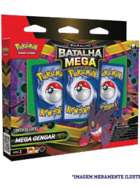 Caixa do Baralho de Batalha Pokémon Mega Gengar EX – imagem frontal da embalagem do deck com 60 cartas.