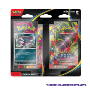 Blister Quádruplo Pokémon ME02 Weavile com 4 boosters e carta promocional da coleção Mega Evolução Fogo Fantasmagórico.