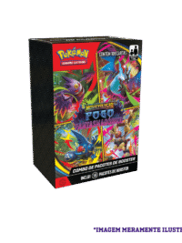 Combo Pokémon com 18 boosters Fogo Fantasmagórico ME02 da coleção Mega Evolução, produto original Copag.